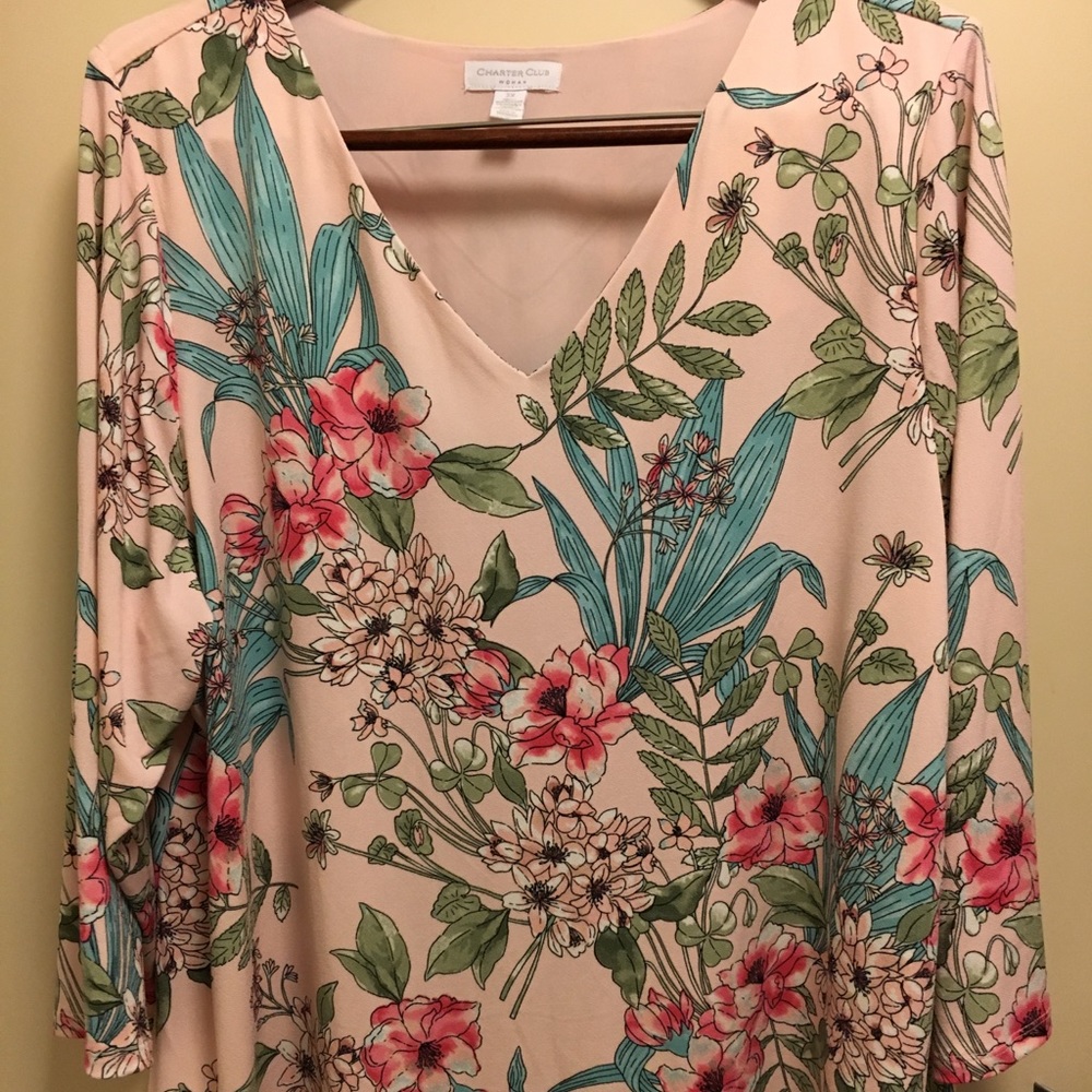 Charter club 3x pink floral tunic with swish back